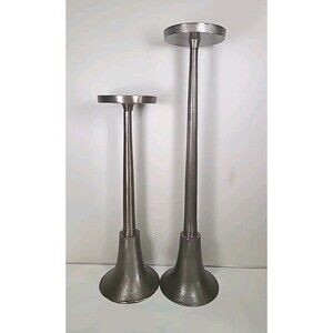 Large Set Of 2 Metal Pedestal Candlesticks 21"and 16 1/2"